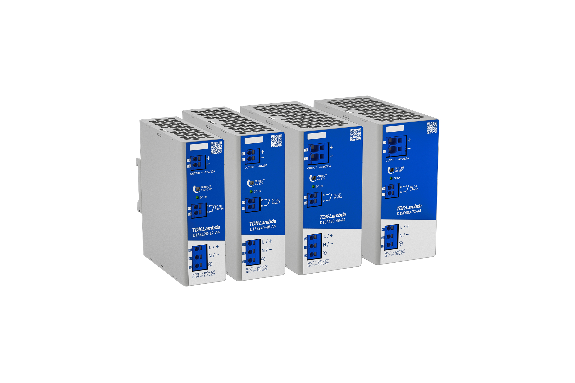 TDK expands cost-effective series of DIN-rail mount power supplies to include 12, 48, and 72 V output models